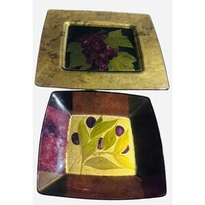 Dave Madison Pair of 2 Glass Painted Plates 2002